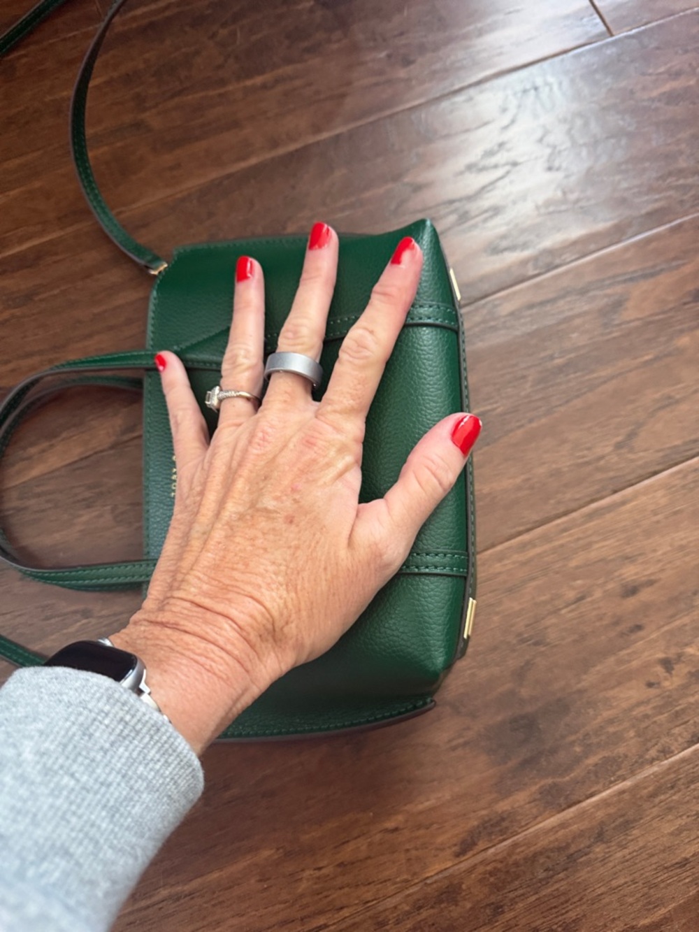 Tory Burch Green Pebbled Leather Crossbody Satchel - Picture 3 of 6